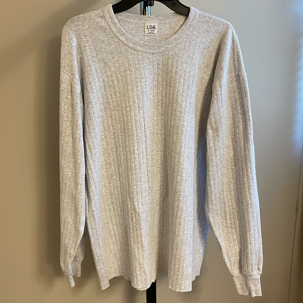 Men’s Light Gray Long Underwear Shirt, Men’s XL